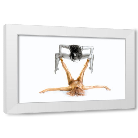 Silver On Gold - Gymnast Series White Modern Wood Framed Art Print by Ashton-Jones, Howard