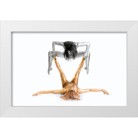 Silver On Gold - Gymnast Series White Modern Wood Framed Art Print by Ashton-Jones, Howard