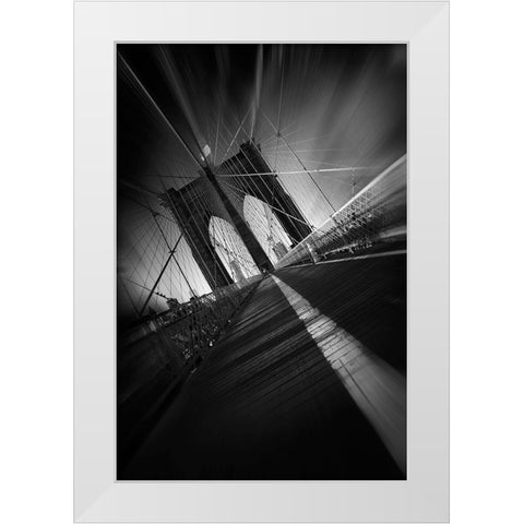 Brooklyn Bridge White Modern Wood Framed Art Print by Del Grosso, Sebastien