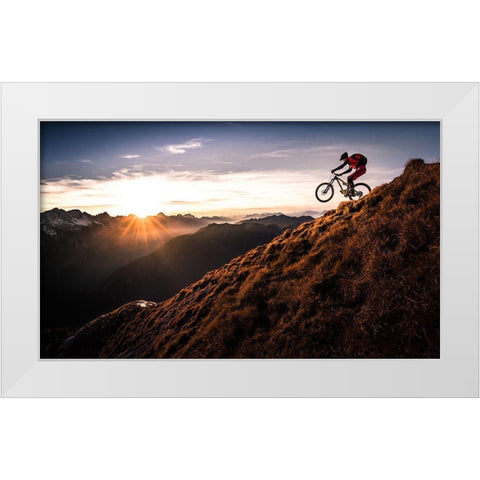 Live The Adventure White Modern Wood Framed Art Print by Bertoncelj, Sandi