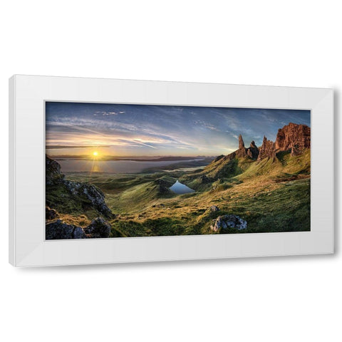 The Old Man Of Storr White Modern Wood Framed Art Print by Schweiger, Christian