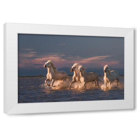 Angels Of Camargue White Modern Wood Framed Art Print by Anton, Rostovskiy