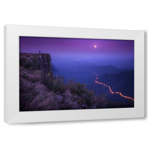 Planet Earth White Modern Wood Framed Art Print by Sombrio, Raphael