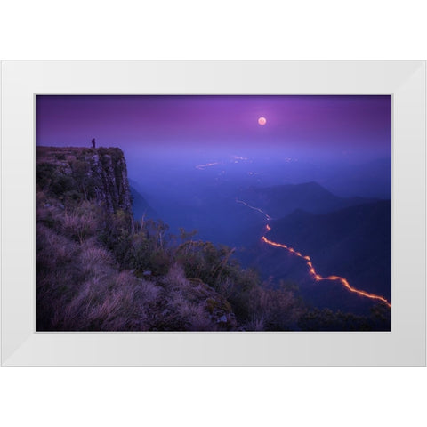 Planet Earth White Modern Wood Framed Art Print by Sombrio, Raphael