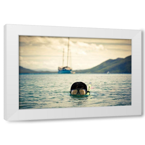 The Diver White Modern Wood Framed Art Print by Robboz, El