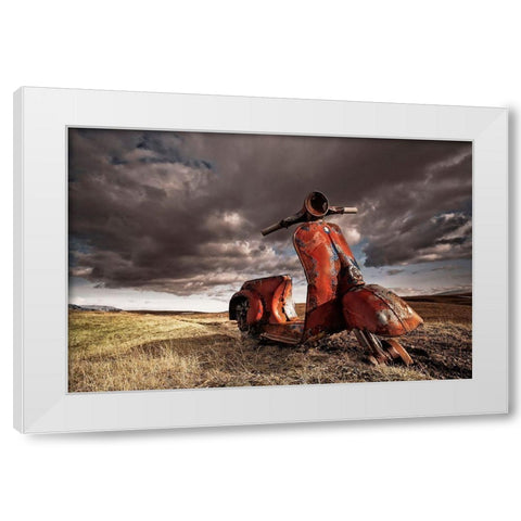 Vespa White Modern Wood Framed Art Print by H. Ingibergsson, Torsteinn