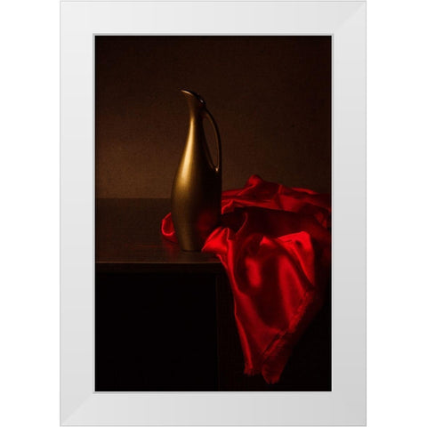 Still Life With Red Cloth White Modern Wood Framed Art Print by Magnola