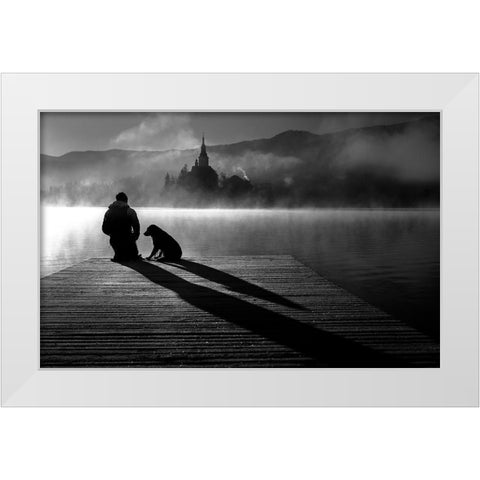 Friends Forever White Modern Wood Framed Art Print by Bertoncelj, Sandi