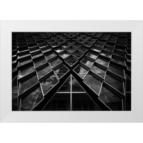 Diamond Windows White Modern Wood Framed Art Print by Van De, Jeroen