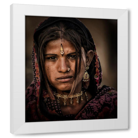 Gypsy Girl White Modern Wood Framed Art Print by Stranak, Pavol