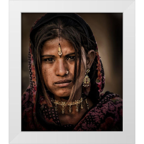 Gypsy Girl White Modern Wood Framed Art Print by Stranak, Pavol