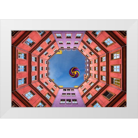 Shapes And Swirls White Modern Wood Framed Art Print by Doyle, Renee