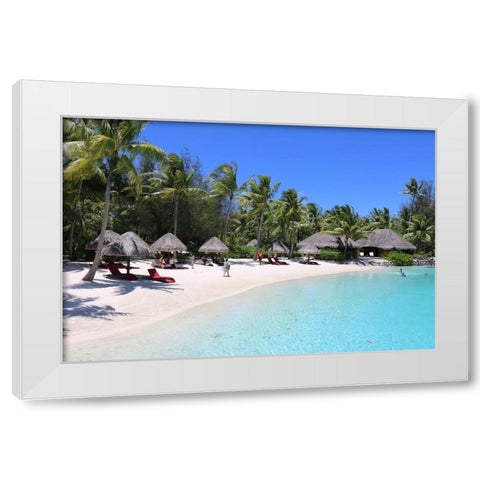Blue Beach White Modern Wood Framed Art Print by Daniel, Nick