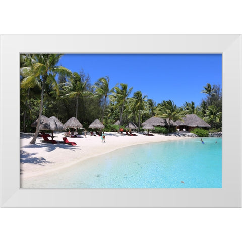 Blue Beach White Modern Wood Framed Art Print by Daniel, Nick