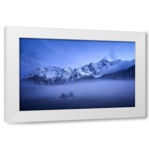 Misty Winter Evening White Modern Wood Framed Art Print by Gastager, Daniel
