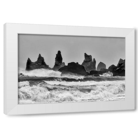 Stormy Beach White Modern Wood Framed Art Print by Forns, Alfred
