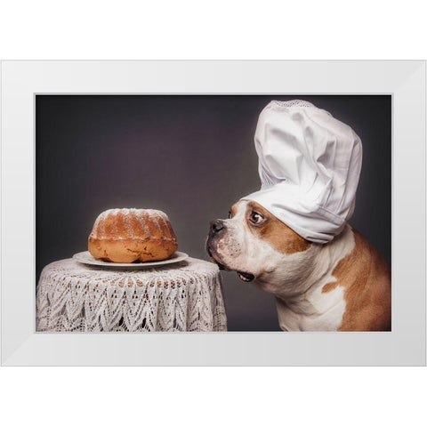 The Confectioner And His Masterpiece White Modern Wood Framed Art Print by Willers, Heike