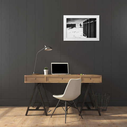 Ill Be There When The Sun Goes Down White Modern Wood Framed Art Print by Correia, Rui