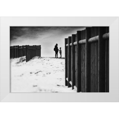 Ill Be There When The Sun Goes Down White Modern Wood Framed Art Print by Correia, Rui