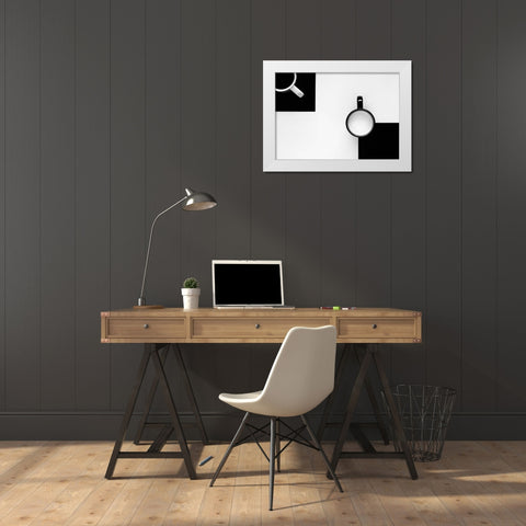 Cups White Modern Wood Framed Art Print by Kiss, Jozef