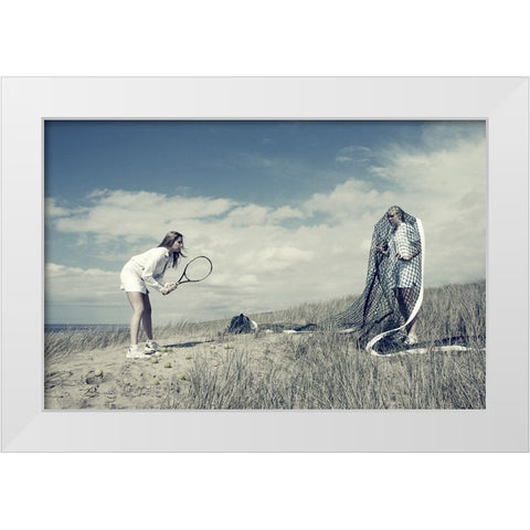 Game-Set And Match White Modern Wood Framed Art Print by Vink, Hans