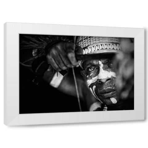 Asmat Warrior White Modern Wood Framed Art Print by Nasution, Girdan