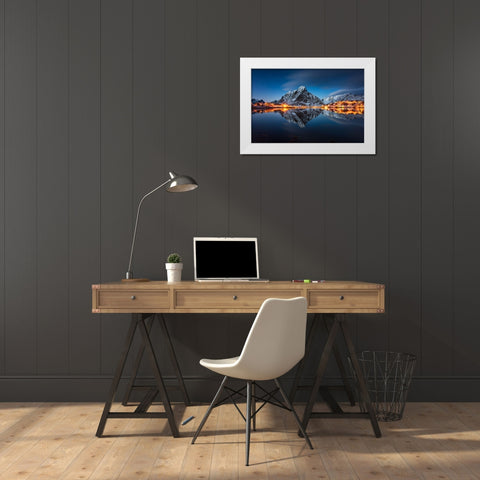 Blue Hour White Modern Wood Framed Art Print by Hoffmann, Raymond