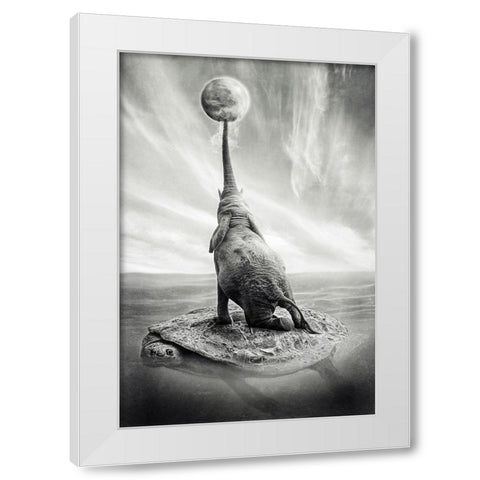 Genesis White Modern Wood Framed Art Print by Maria Perez, Jose