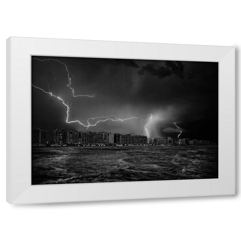 Sometimes-The Sky Screams ... White Modern Wood Framed Art Print by Depaepe, Yvette