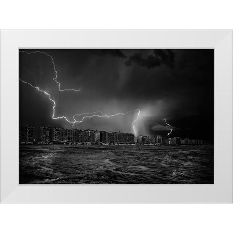 Sometimes-The Sky Screams ... White Modern Wood Framed Art Print by Depaepe, Yvette