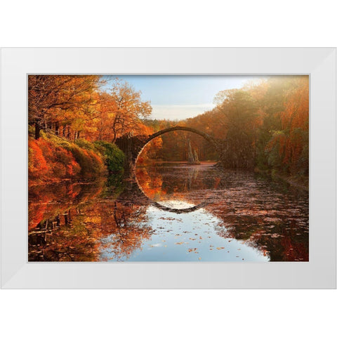 Autumn Lake White Modern Wood Framed Art Print by Rericha, Daniel