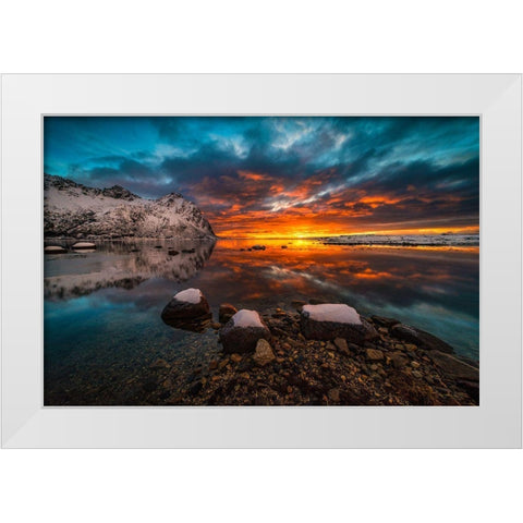 Sky On Fire White Modern Wood Framed Art Print by Hoffmann, Raymond