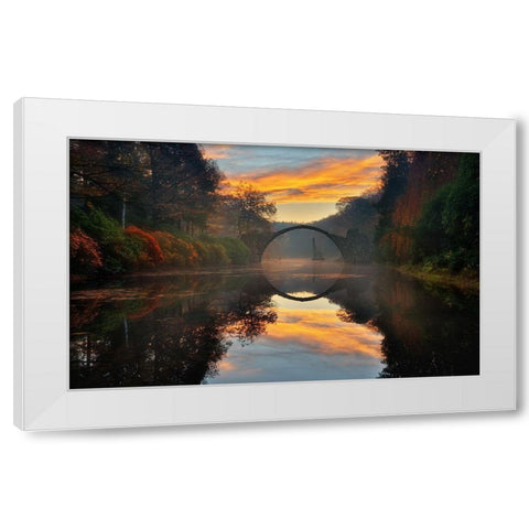 Autumn Garden... White Modern Wood Framed Art Print by Browko, Krzysztof