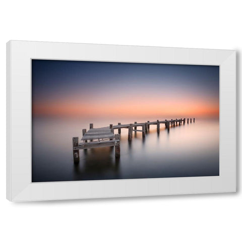 Old Pier Ii White Modern Wood Framed Art Print by Beut, Jose