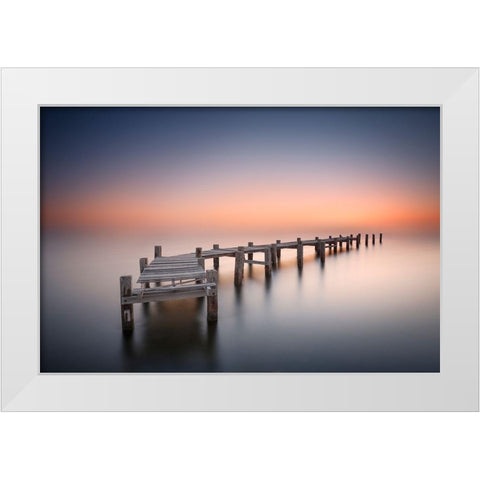 Old Pier Ii White Modern Wood Framed Art Print by Beut, Jose