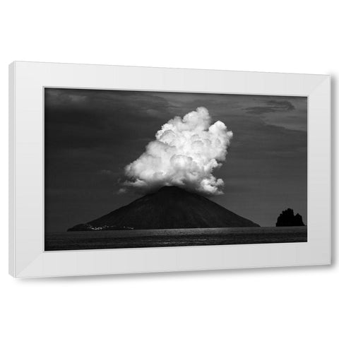 Stromboli Eruption White Modern Wood Framed Art Print by Hawerkamp, Hans-Wolfgang