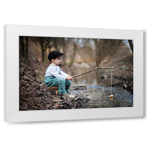 Fisherman White Modern Wood Framed Art Print by Tomsickova, Tatyana