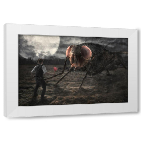 The Duel White Modern Wood Framed Art Print by Kiciak, Christophe