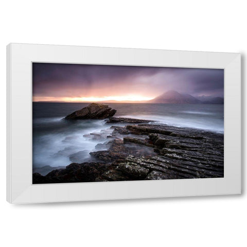 Sunset At Elgol Beach White Modern Wood Framed Art Print by Nussthaler, Nicoleta
