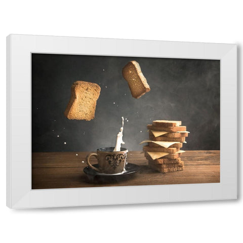 Splash White Modern Wood Framed Art Print by Bader, Ali