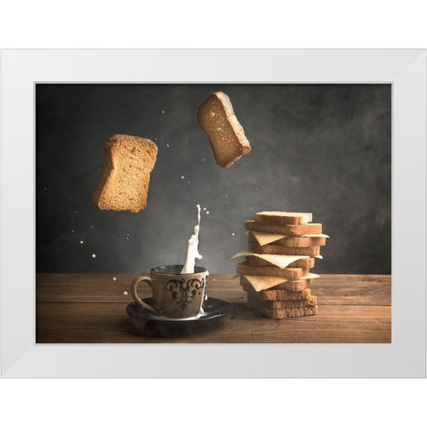 Splash White Modern Wood Framed Art Print by Bader, Ali