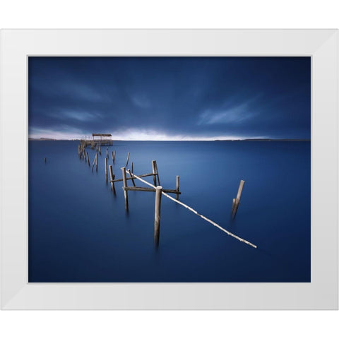 Carrasqueira Azul White Modern Wood Framed Art Print by Pablo De, Juan