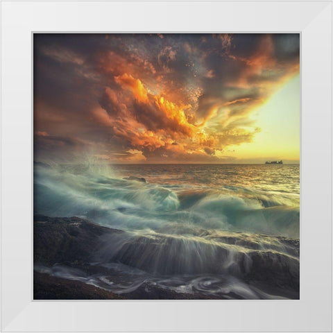 Delirium With Colors White Modern Wood Framed Art Print by Lazzarotti, Paolo