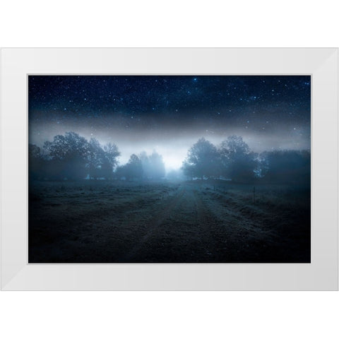 Visions Of The Night White Modern Wood Framed Art Print by Lindsten, Christian