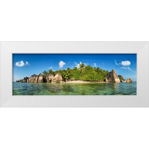 Anse Source Dargent-La Digue-Seychelles White Modern Wood Framed Art Print by Lenne, Thomas