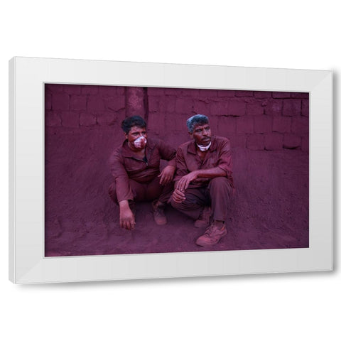 Red Worker White Modern Wood Framed Art Print by Naghavi Anaraki, Pantea