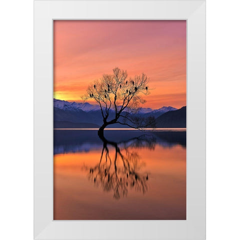 Lone Tree Is Not Lonely White Modern Wood Framed Art Print by Xu, Mei