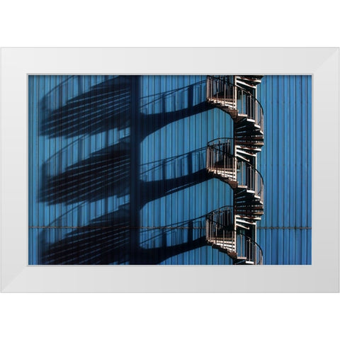 Spiral Staircase And Shadows White Modern Wood Framed Art Print by Hawerkamp, Hans-Wolfgang