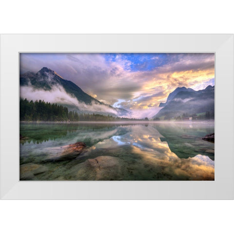 Lake Hintersee White Modern Wood Framed Art Print by Keller