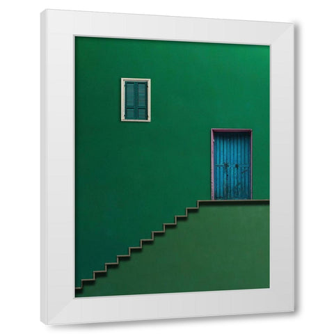 Blue Door White Modern Wood Framed Art Print by Novillo, Alfonso